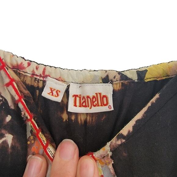 Tianello Layered Ruffle Tie Dye Beaded Floral Summer V Neck Midi Dress XS - Picture 14 of 14